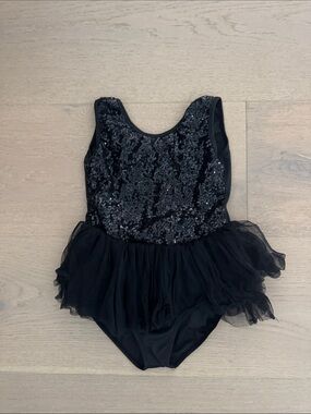 Black Sequin Tutu Dance Leotard for Kids